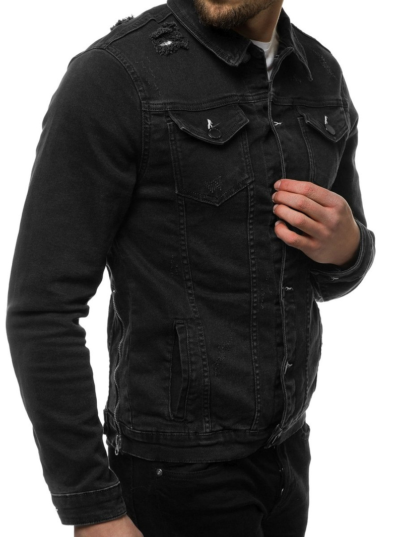 PÁNSKÁ DŽÍNOVÁ BUNDA Černá OZONEE G/602