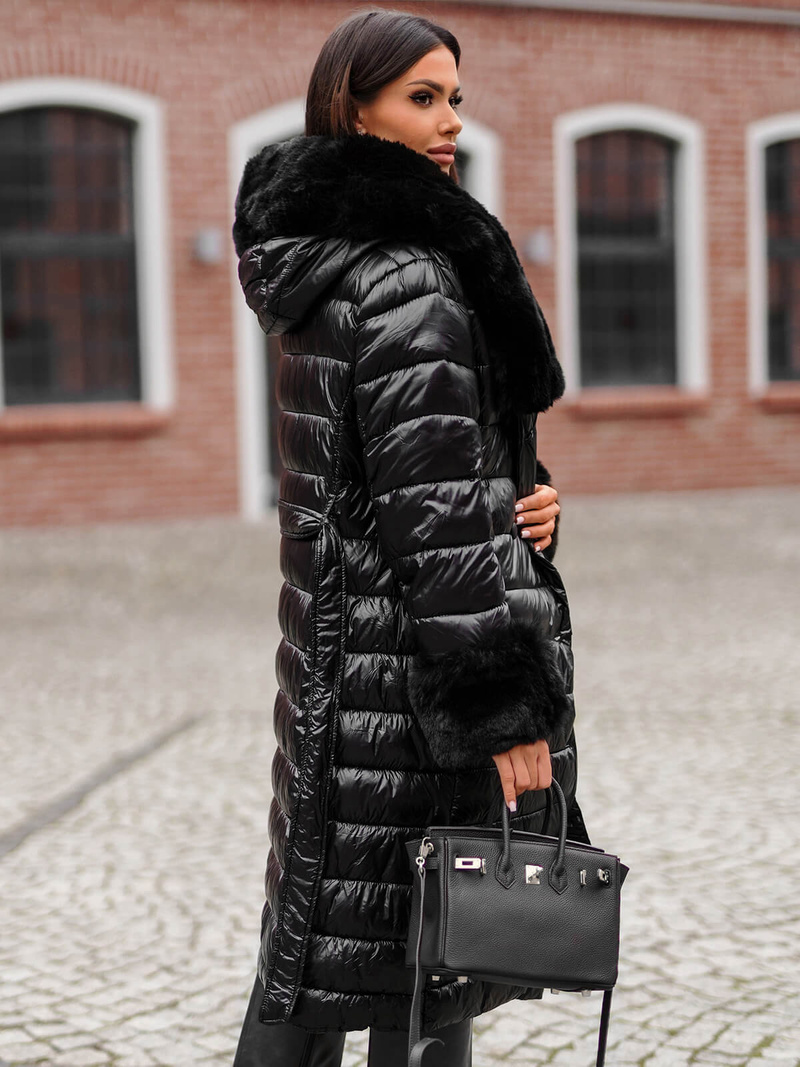 Dámský Kabát Černý OZONEE JS/5M3160/392Z