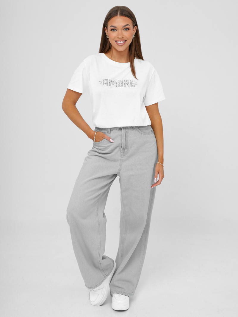 Dámské Tričko Bílo-Stříbrná OZONEE JS/YJ77716