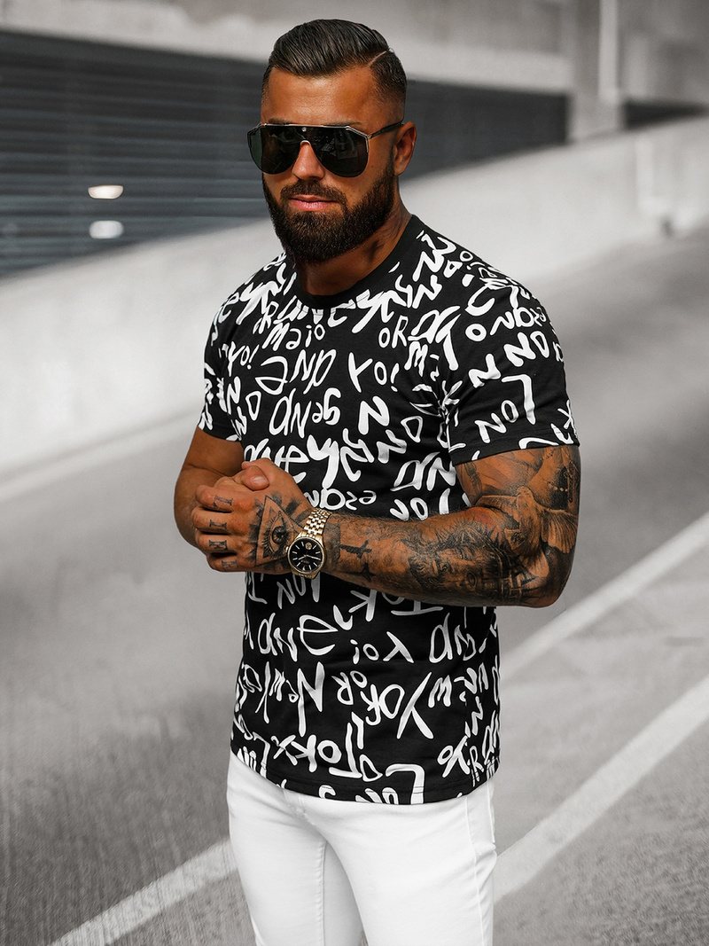 Pánské Tričko Černé OZONEE O/T1268/3