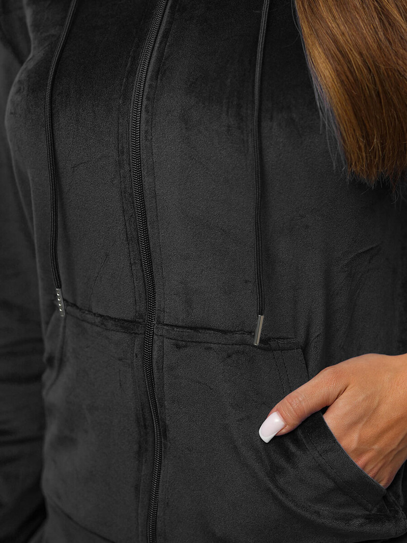 Dámská velurová tepláková souprava černá OZONEE JS/8C1176/3Z