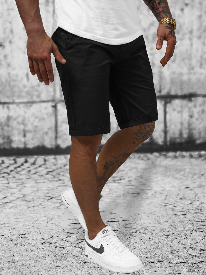 Pánské Chino Kraťasy Černé OZONEE T/XX160085/1Z