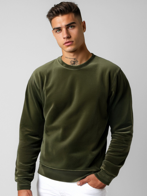 Pánská Velurová Mikina Khaki OZONEE JS/8B1166/29