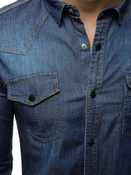 Pánská Džínová Košile Tmavě-Modrá OZONEE R/3053