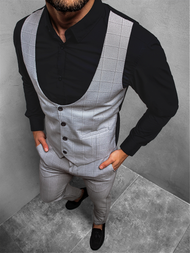 Pánská souprava - Vesta a chino kalhoty, Šedá OZONEE DJ/5606