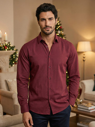 Pánská Košile Vínová OZONEE V/V182Z