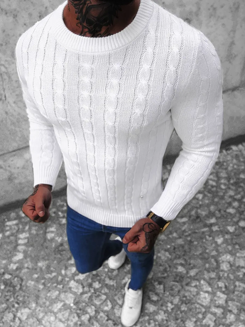 Pánský Svetr Bílý OZONEE NB/MM6021/1