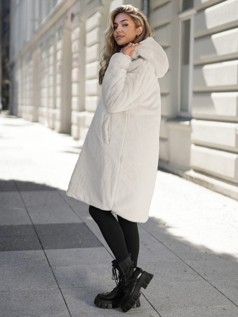 Dámská dlouhá zimní bunda ecru OZONEE JS/5M3352/280