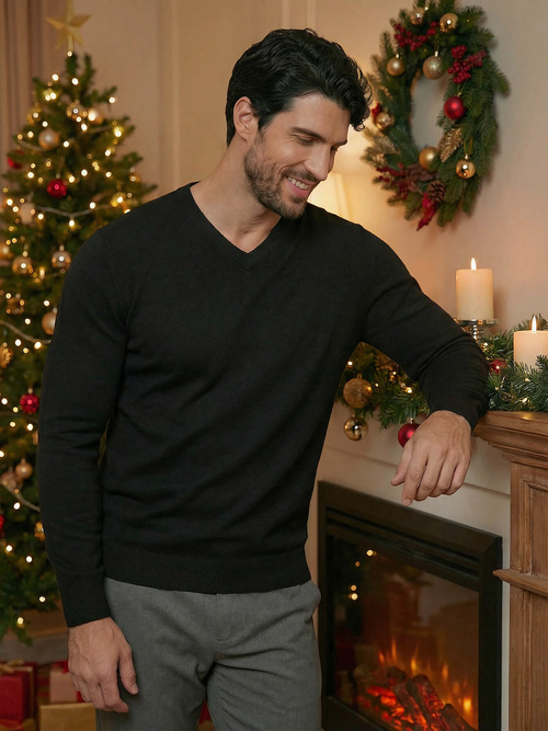 Pánský Svetr Černý OZONEE NB/MMB601/4Z