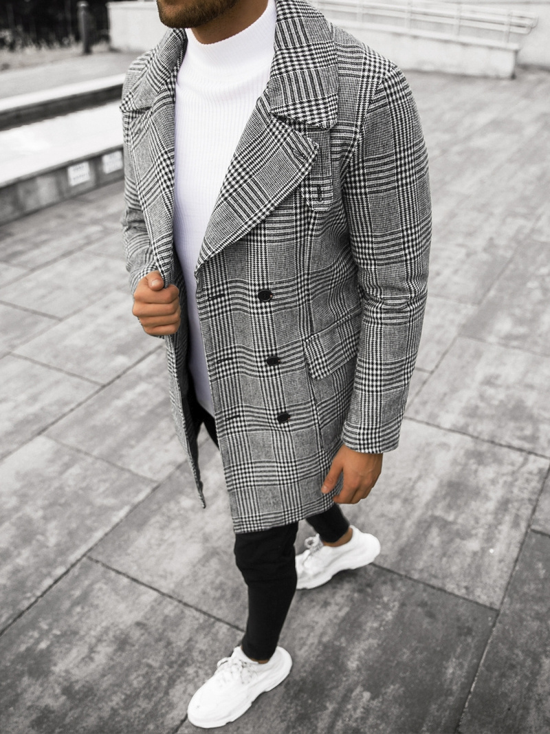 Pánský Kabát Černobílý OZONEE JS/JP1192