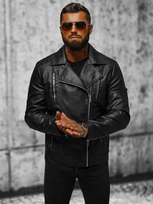 Pánská koženková bunda křivák černá OZONEE JS/11Z8067