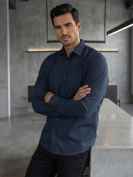 Pánská Košile Námořnická Modřá OZONEE V/V188Z