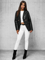 Dámská Kožená Bunda Černá OZONEE JS/11Z8121Z