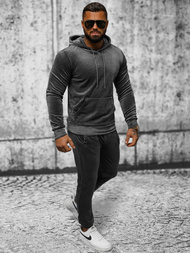 Pánská Velurová Tepláková Souprava Grafitová OZONEE JS/8C1171/6