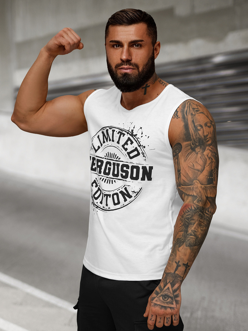 Pánské Tílko Bílé OZONEE JS/8B1725/1Z