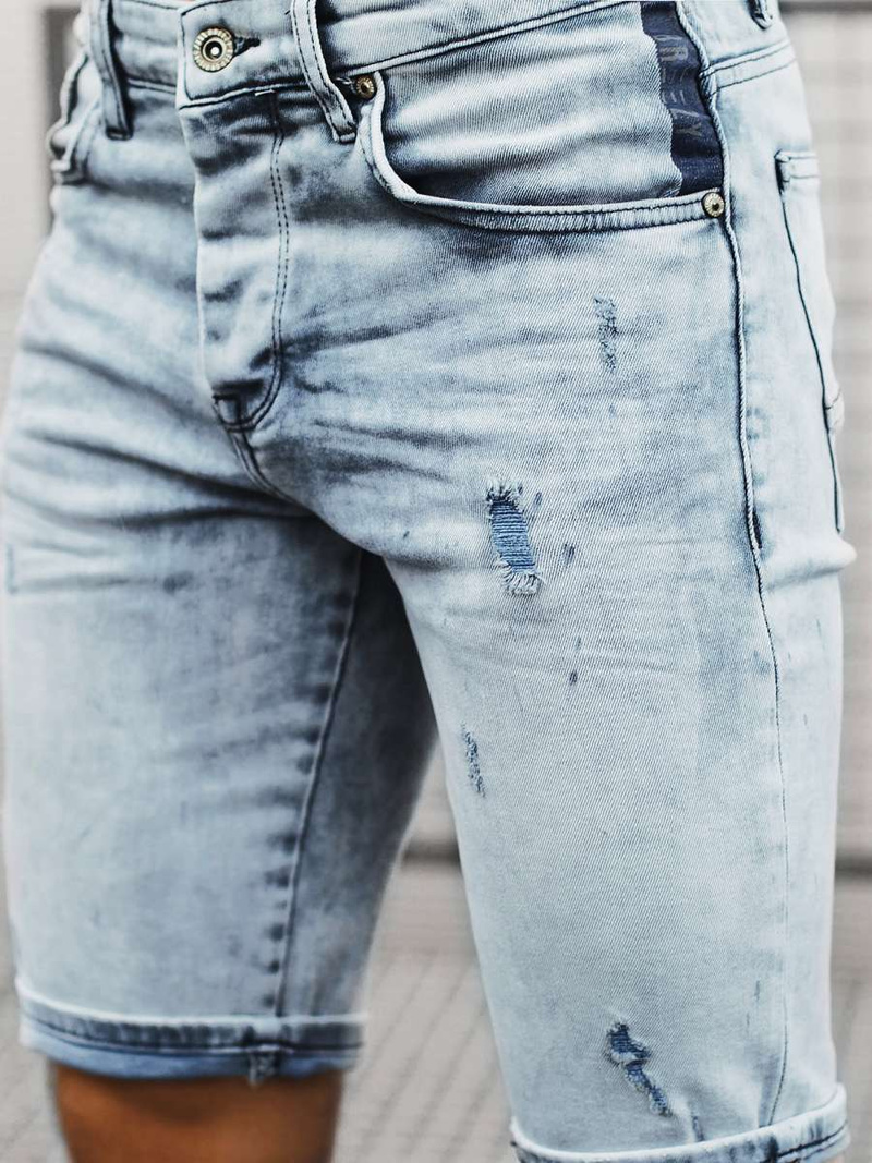 Pánské džínové kraťasy Světle-Modré OZONEE B/55109