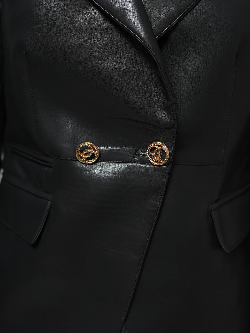 Dámská Kožená Bunda Černá OZONEE JS/11Z8121