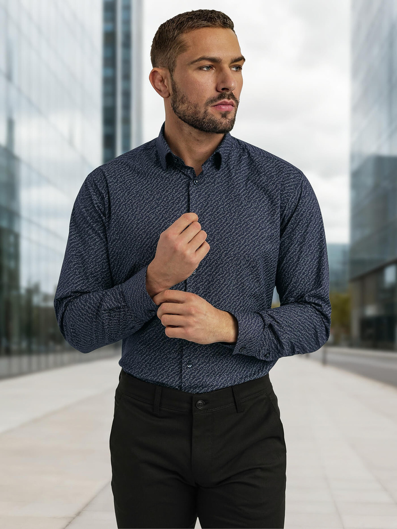 Pánská Košile Námořnická Modřá OZONEE V/V186