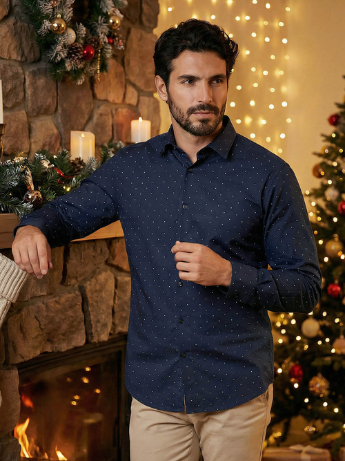 Pánská Košile Námořnická Modřá OZONEE V/V181Z