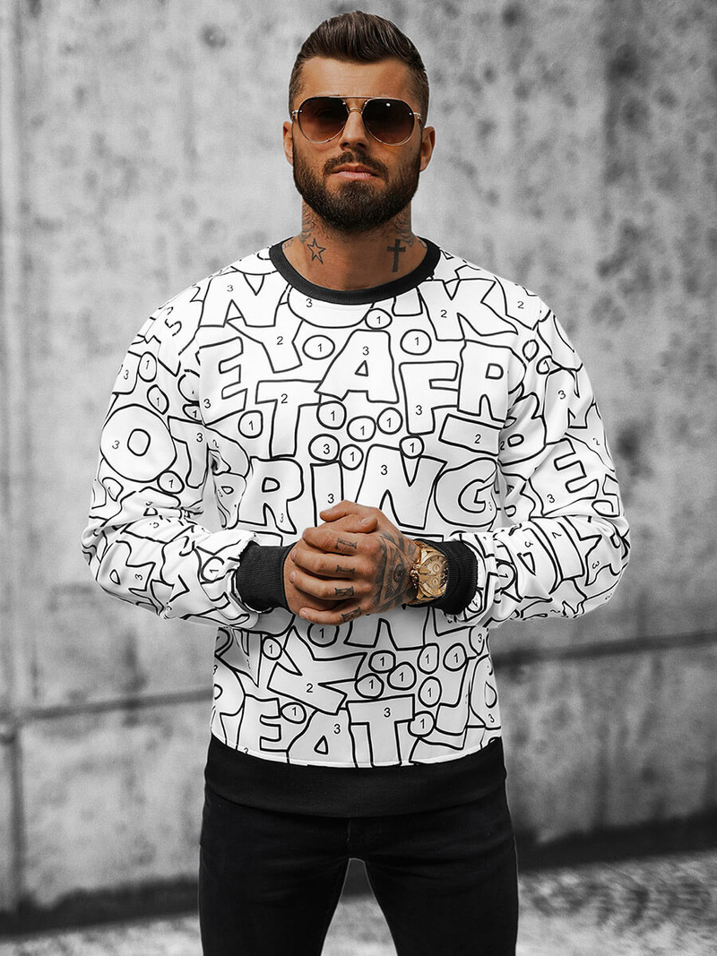 Pánská Mikina Bílá OZONEE JS/8B1136/1