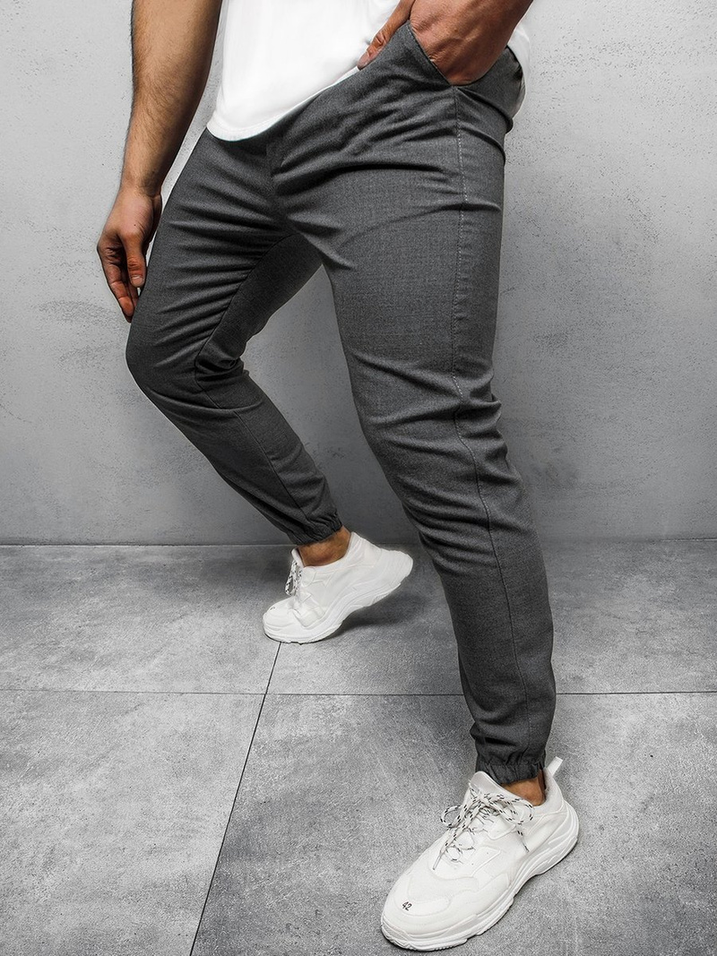 Pánské Chino Kalhoty Tmavě-Šedé OZONEE DJ/5539