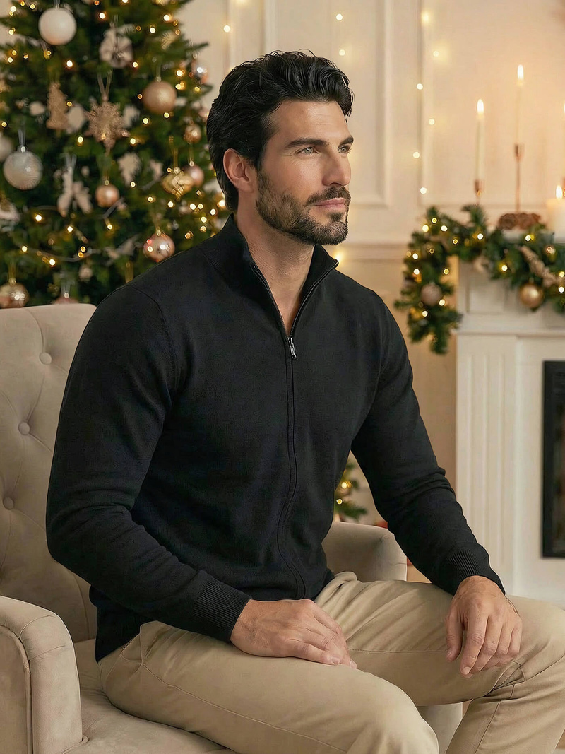 Pánský Svetr Černý OZONEE NB/MM6004/4Z