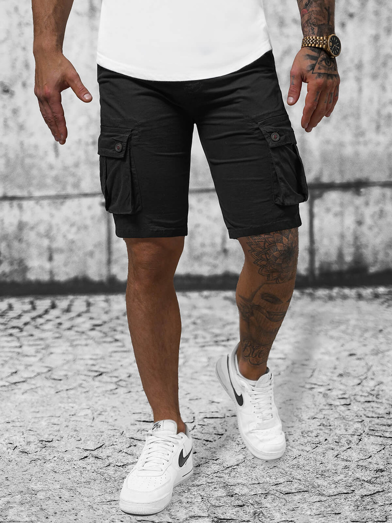 Pánské Chino Kraťasy Černé OZONEE T/BB70012/1Z