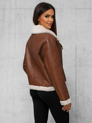 Dámská koženková bunda hnědá OZONEE JS/11Z8176Z