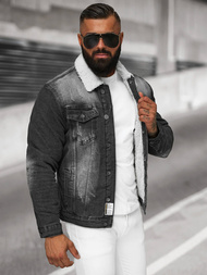 Pánská Džínová Bunda Šerpa Černá OZONEE NB/MJ513N