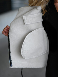 Dámská Koženková Bunda Černo-Bílá OZONEE JS/11Z8177Z