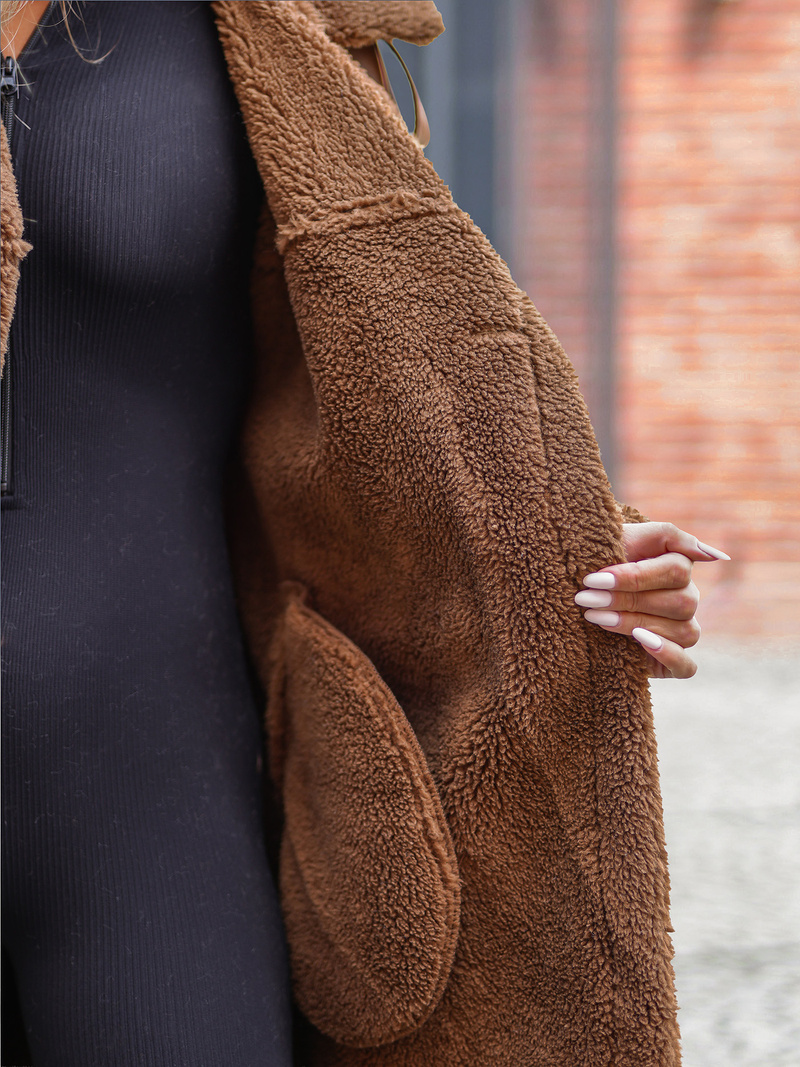 Dámský Kožený Kabát Camelové OZONEE JS/11Z8253