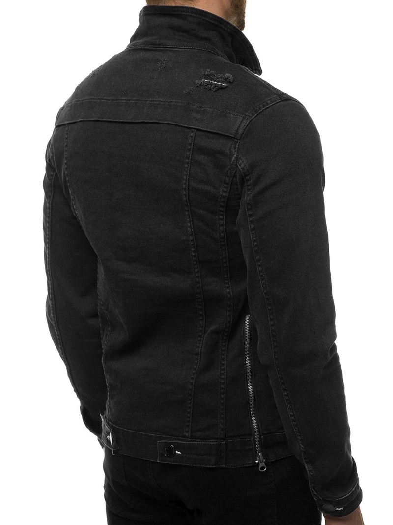 PÁNSKÁ DŽÍNOVÁ BUNDA Černá OZONEE G/602