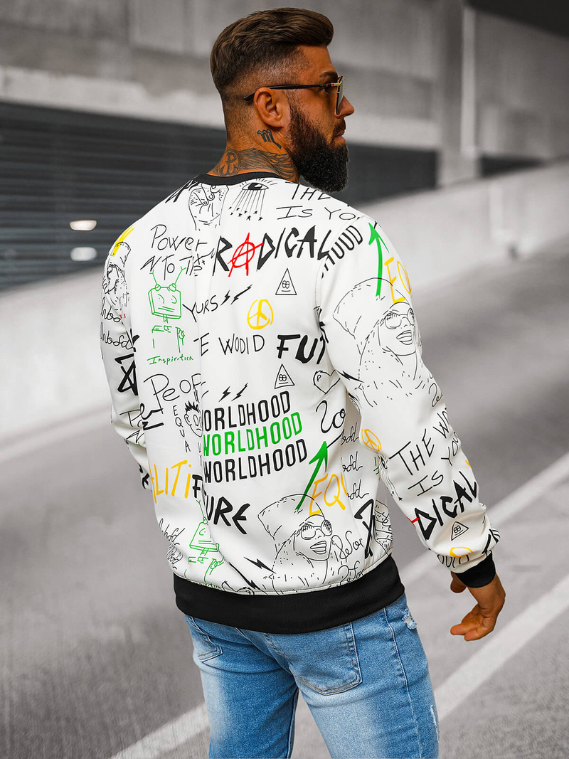 Pánská Mikina Bílá OZONEE JS/8B1228/1