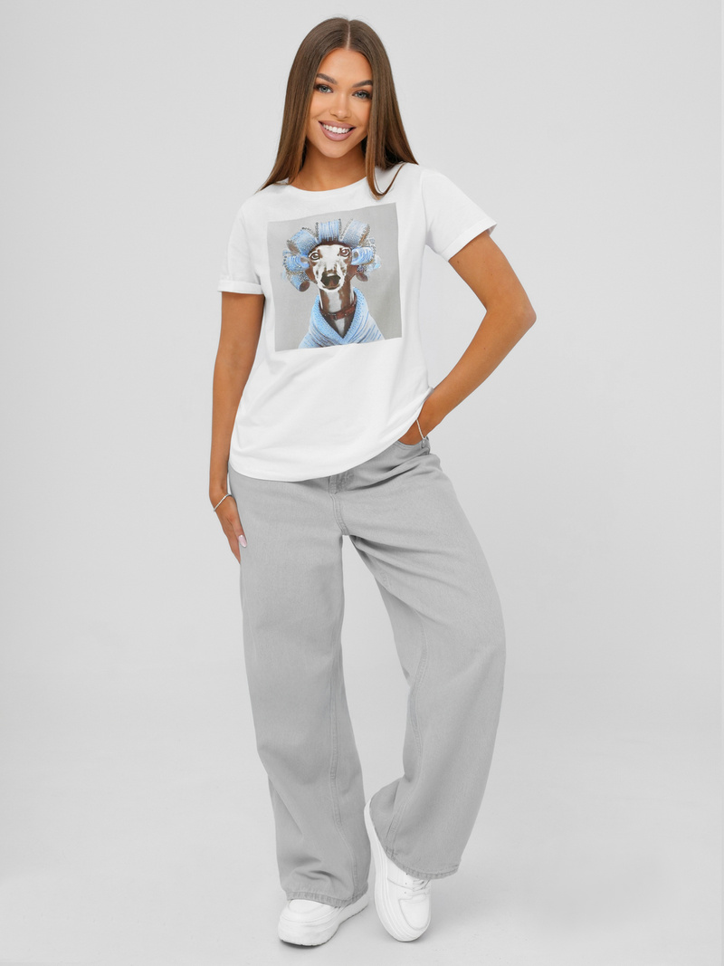 Dámské Tričko Bílo-Šedé OZONEE JS/YJ77726