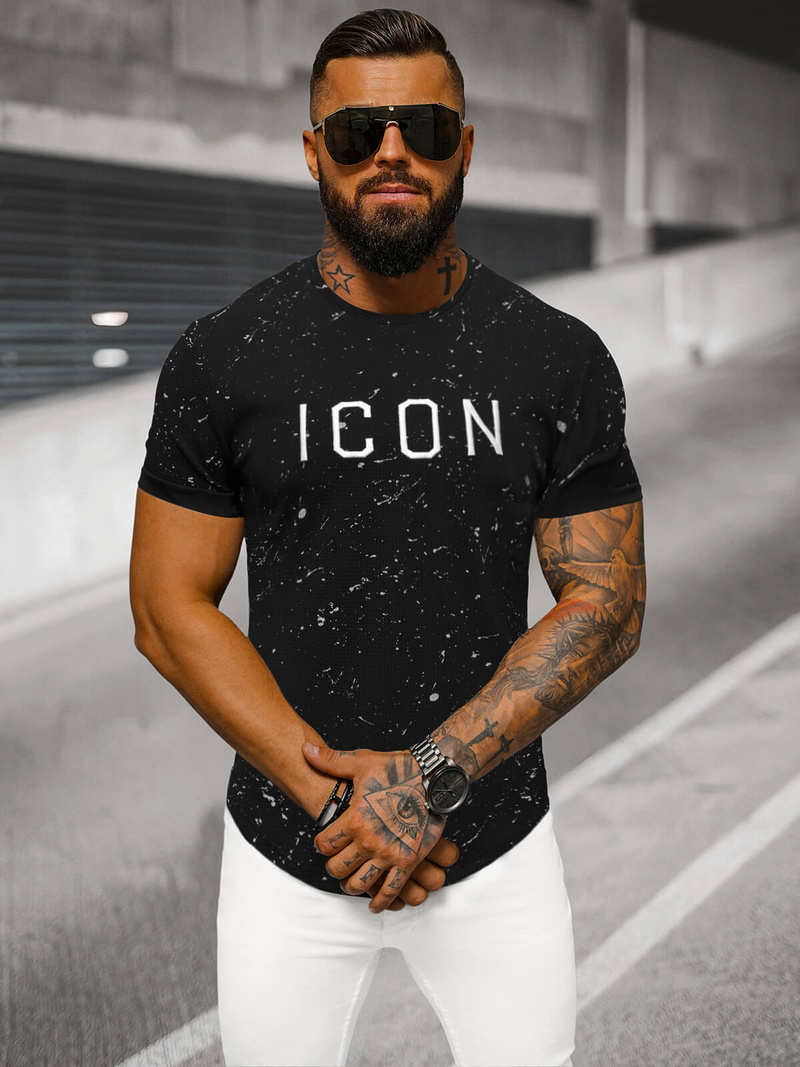 Pánské Tričko Černé OZONEE O/P1289Z