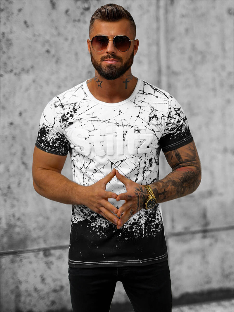 Pánské Tričko Bílé OZONEE JS/S019/1Z