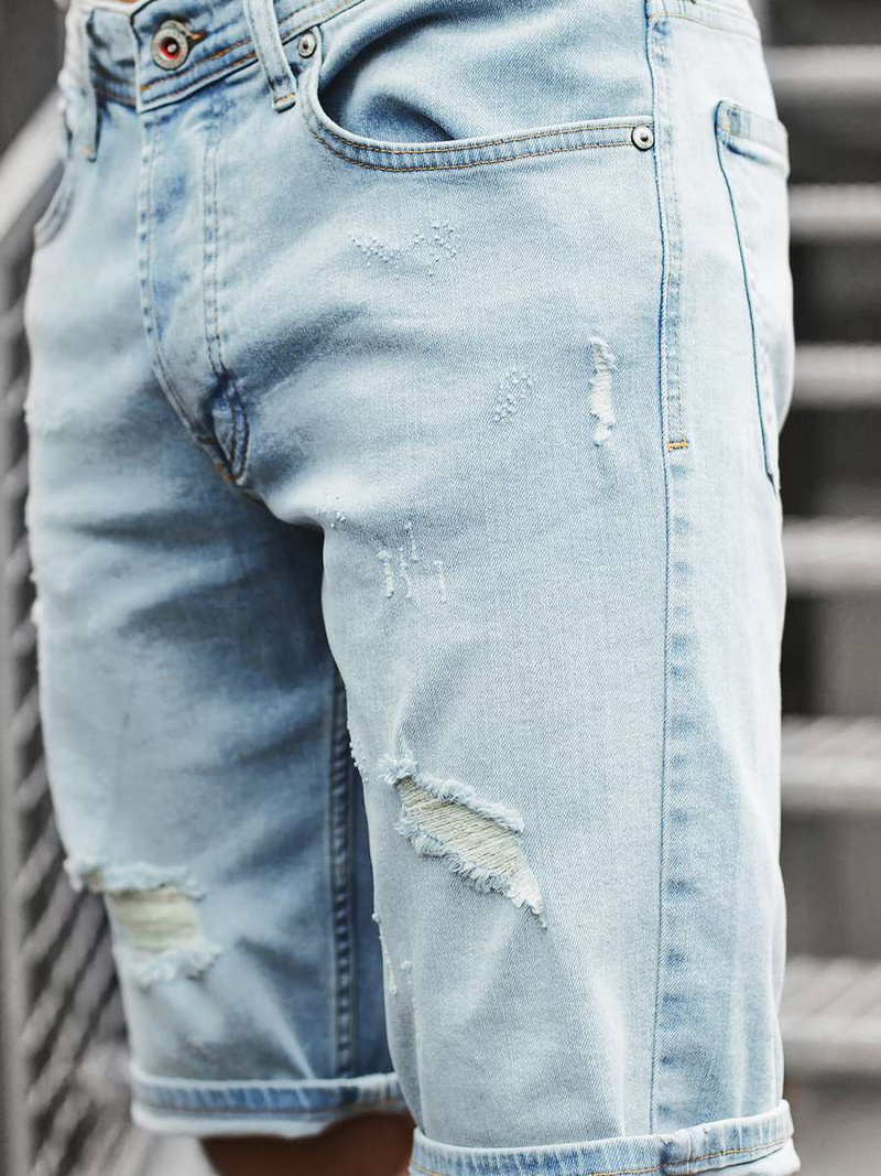 Pánské džínové kraťasy Světle-Modré OZONEE B/55055