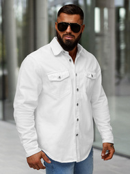 Pánská džínová košile bílá OZONEE L/CA777/2