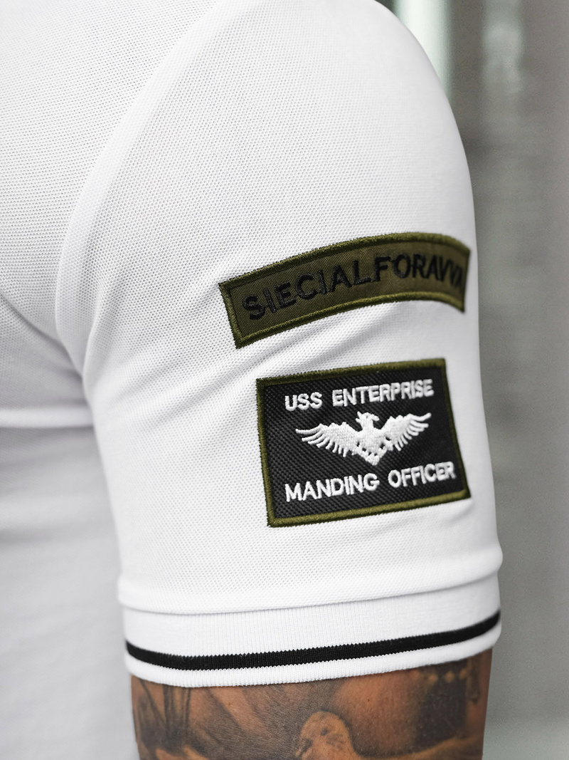 Pánské Polo Tričko Bílé OZONEE NB/MT3144