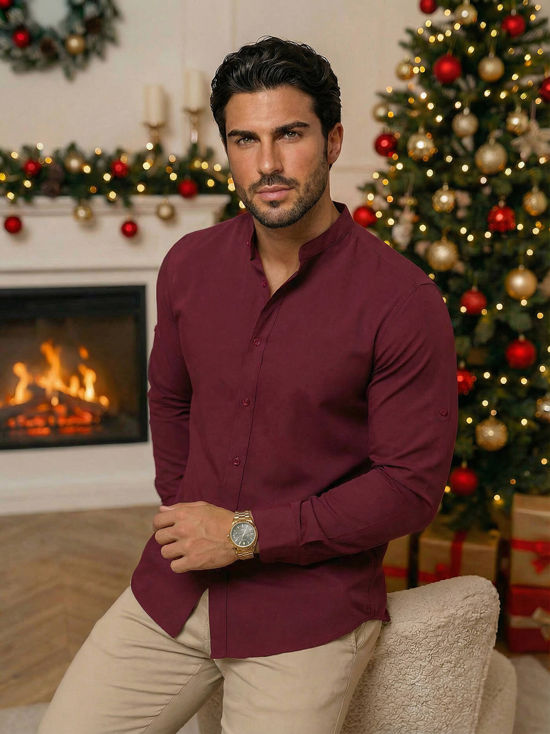 Pánská Košile Vínová OZONEE O/V57Z