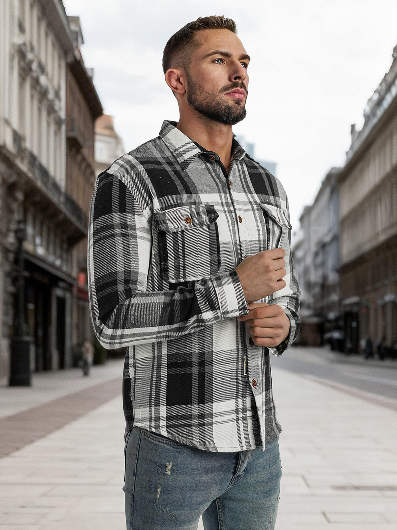 Pánská košile černobílá OZONEE NB/MC728N/3