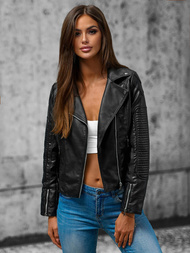 Dámská koženková bunda křivák černá OZONEE JS/11Z8037