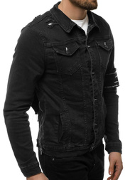 PÁNSKÁ DŽÍNOVÁ BUNDA Černá OZONEE G/602