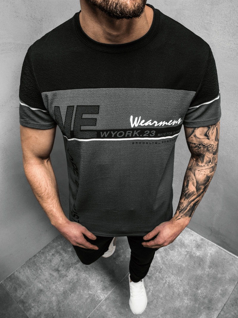 Pánské Tričko Grafitové OZONEE JS/SS11002Z