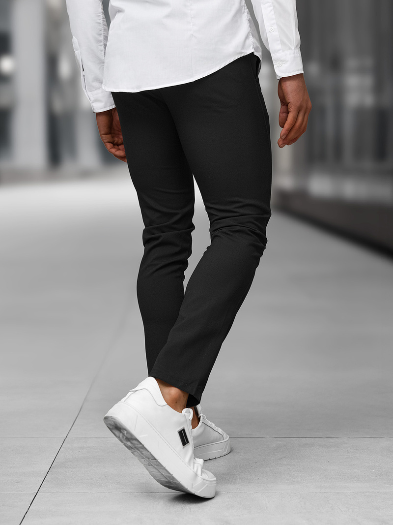 Pánské Chino Kalhoty Černé OZONEE DJ/5526Z