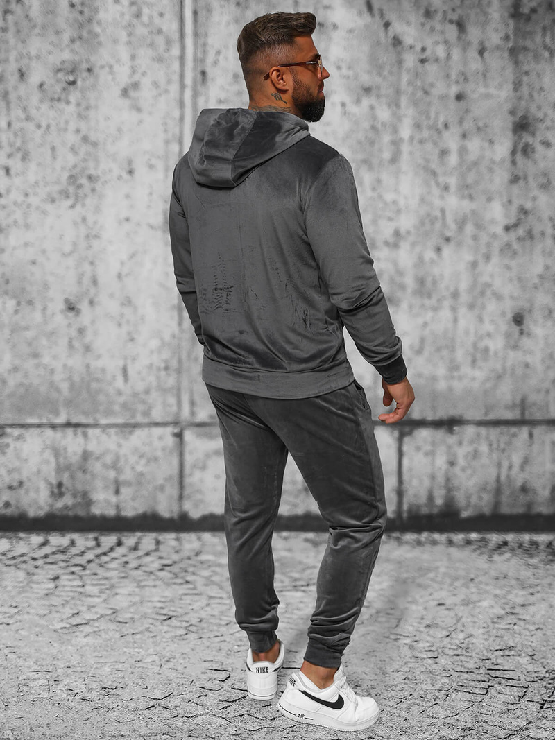 Pánská Velurová Tepláková Souprava Grafitová OZONEE JS/8C1169/6