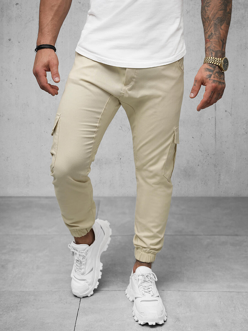 Pánské Chino Jogger Kalhoty Béžové OZONEE A/404