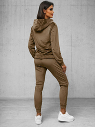 Dámská velurová tepláková souprava světle hnědý OZONEE JS/8C1176/162Z