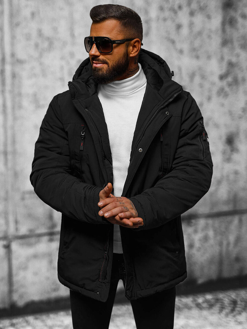 Pánská Zimní Bunda Černá OZONEE JS/5M718/392