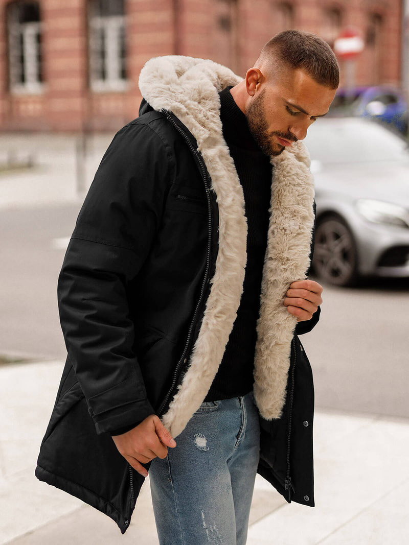 Pánská Zimní Bunda Černá OZONEE JS/22M316/392Z